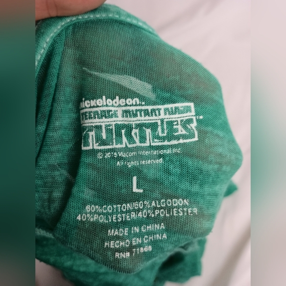 2/$30 Green and White Short Sleeve Ninja Turtle Tee with Graphic Design (#102) - Picture 2 of 5